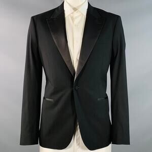 NOAK Size 42 Long Black Polyester Blend Peak Lapel Tuxedo Jacket